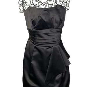 David's Bridal Short  Black Dress Strapless  Women Size 6 Pleaded Front